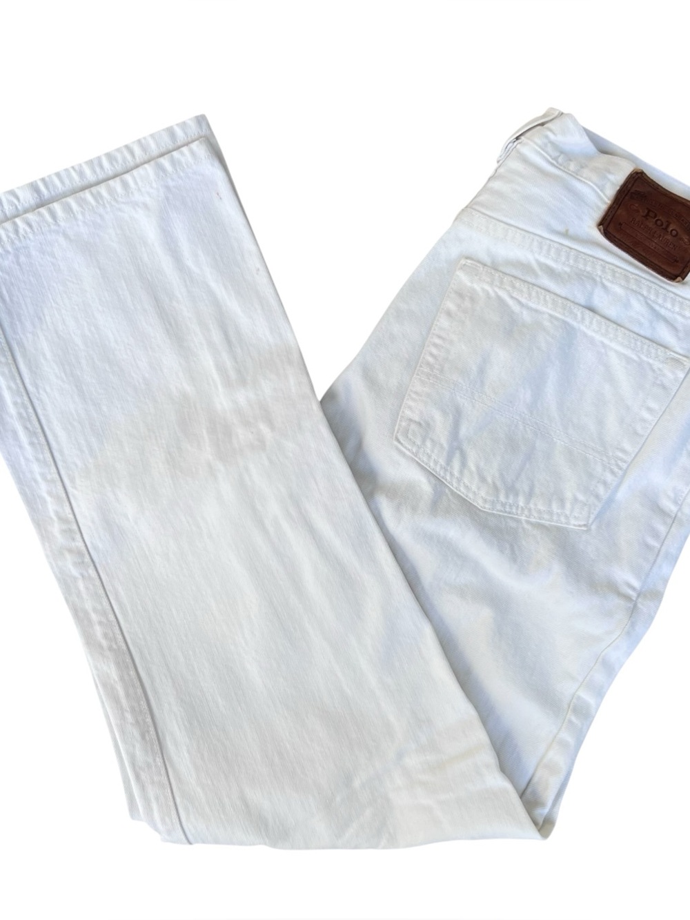 Vintage 90s Polo Ralph Lauren Authentic Dungarees White Denim Jeans Size 32x30